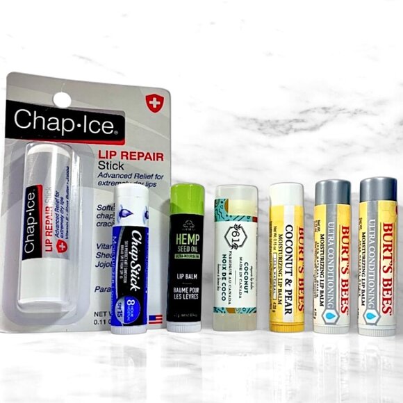 Lipcare Bundle—Burt's Bees Lip Balm, Chap Stick & more—7pc Lot *New + Sealed* - Picture 1 of 4